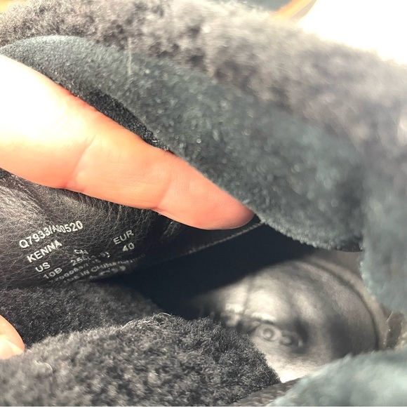 COACH Kenna Shearling Suede Black Buckle Leather Wedge Ankle Platform Boot - Picture 8 of 8